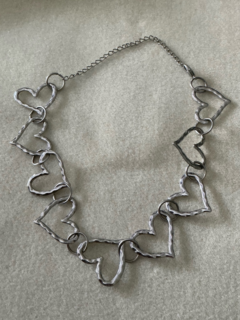 Silver Heart Link Necklace - 15”